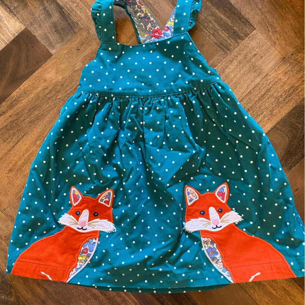 Adorable Baby Boden corduroy fox dress- perfect for fall! EUC 12-18m
